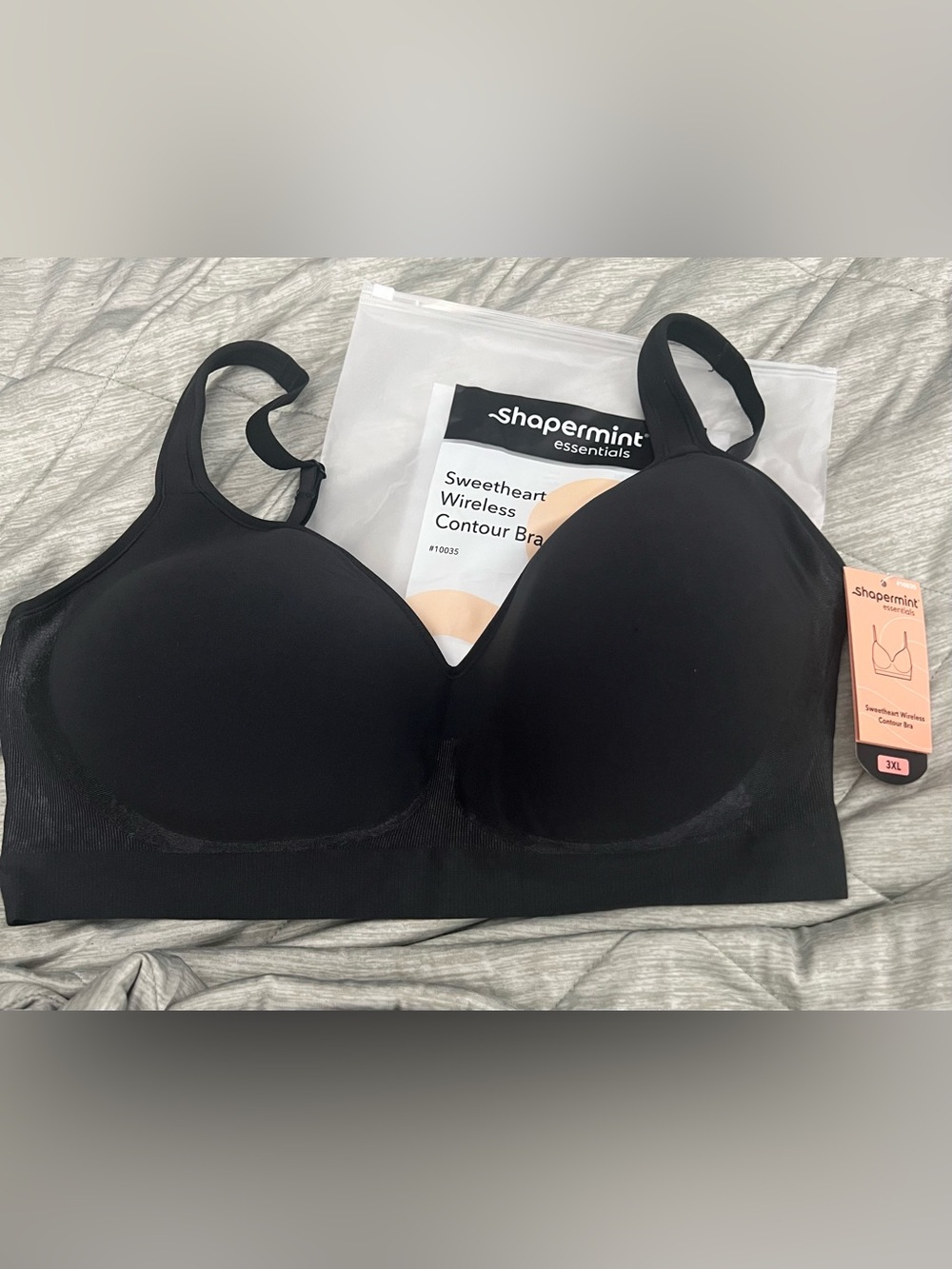 Shapermint Essentials Sweetheart Wireless Contour Bra - Black 3x